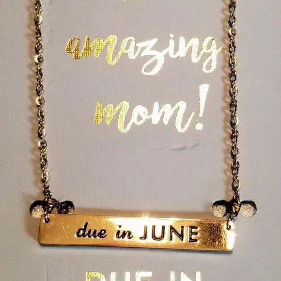 June Engraved Stainless Steel 18k Necklace NEW - Picture 2 of 5